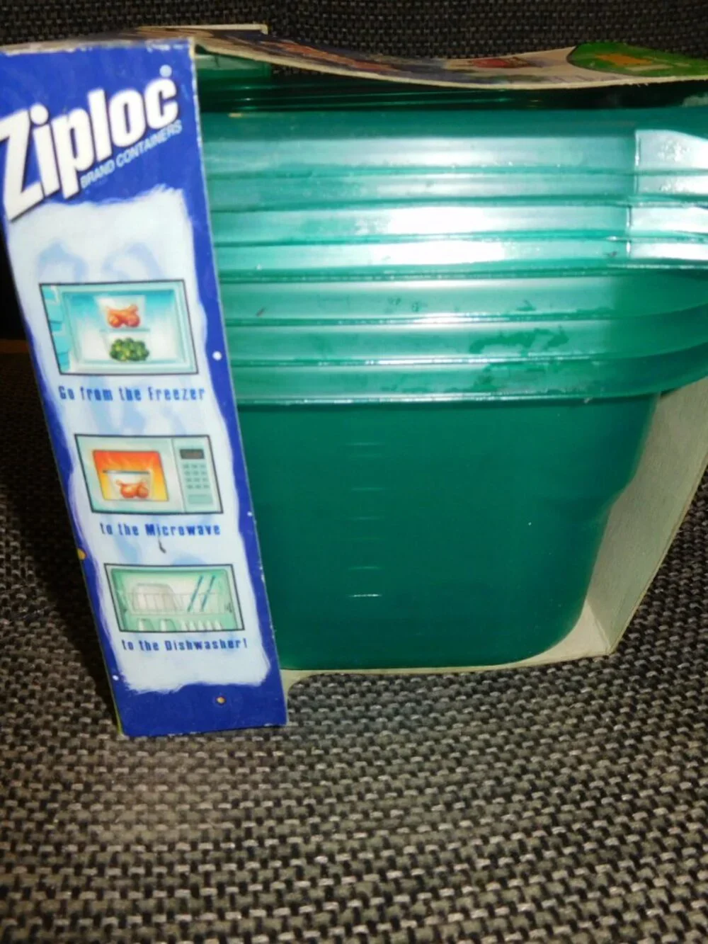 New Vtg Ziploc Food Containers Vintage Holiday Christmas green M squares 32 oz